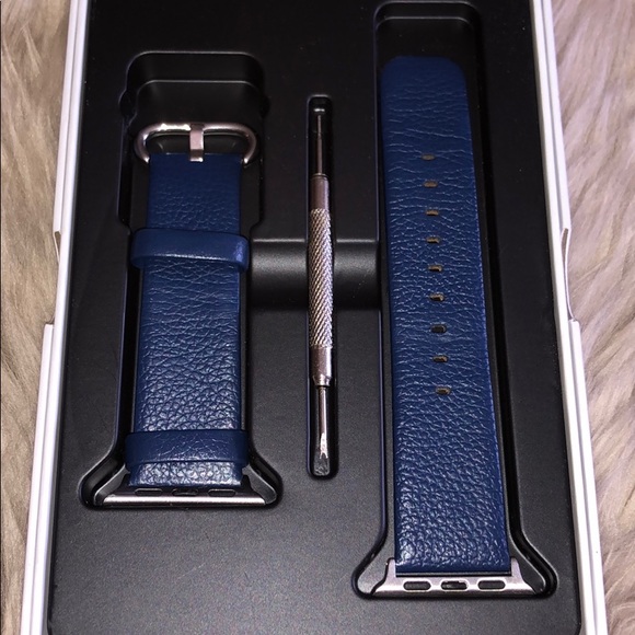 Apple Watch Blue Genuine Leather Band Strap - Picture 2 of 8